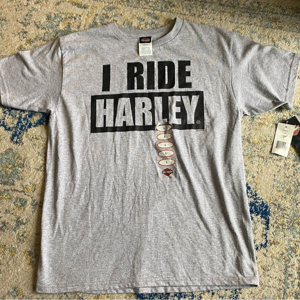 Harley-Davidson Gray “I Ride Harley” T-Shirt Size Youth Large New With Tags